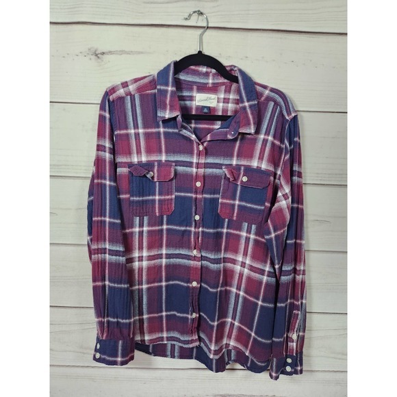 Universal Thread Women's Blue Plaid Long Sleeve Button Down Shirts Size XXL - Picture 1 of 6